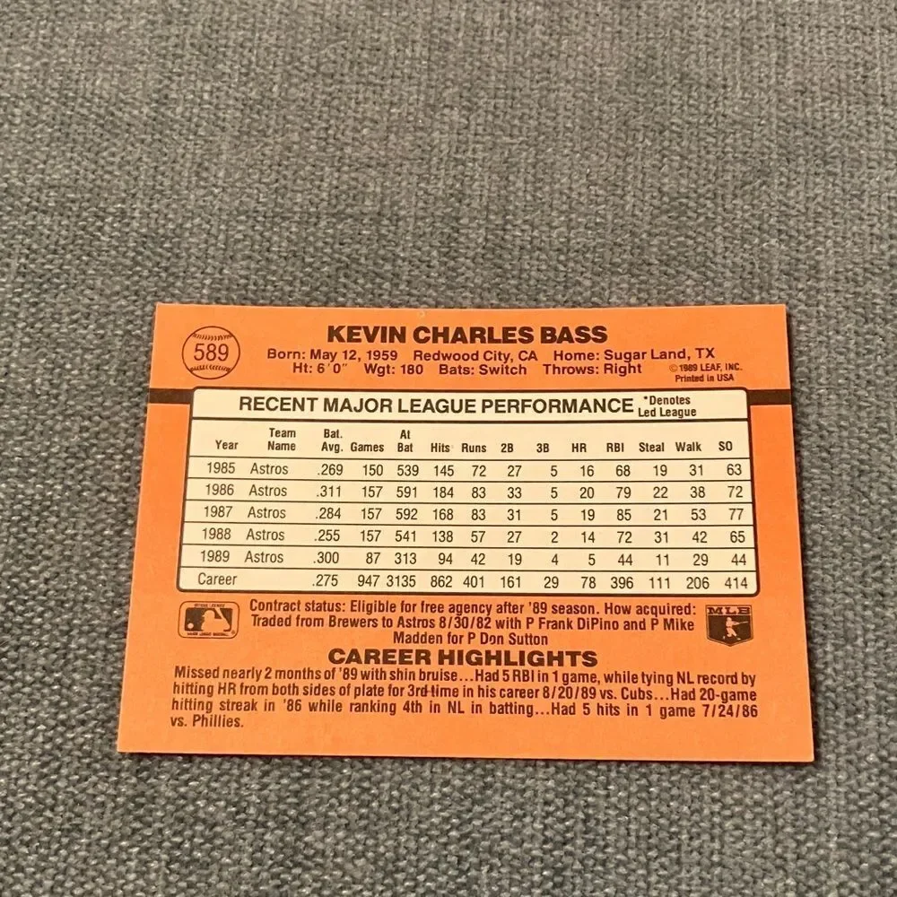 1990 Donruss Houston Astros Baseball Card Trading Card